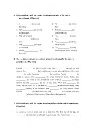 English worksheet: Quiz on verb tenses