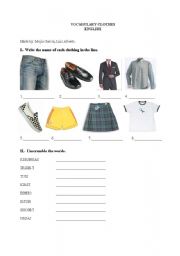 English worksheet: Clothes Scramble