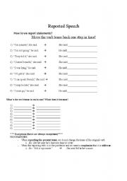 English worksheet: Reported Speech