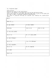 English Worksheet: telephone conversation practice sheet