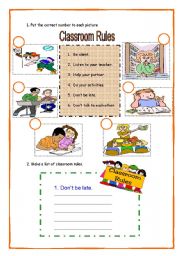 English Worksheet: Classroom rules