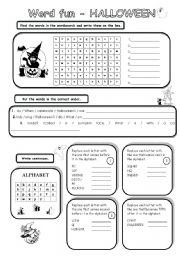 English Worksheet: Word fun - HALLOWEEN  (key included)