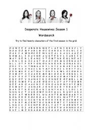 English Worksheet: Wordsearch Desperate Housewives Season 1