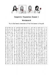 English Worksheet: Wordsearch Desperate Housewives Season 1