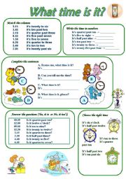 English Worksheet: What time is it?