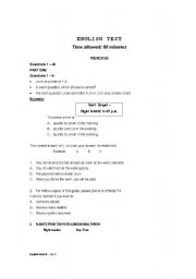 English worksheet: Test level A