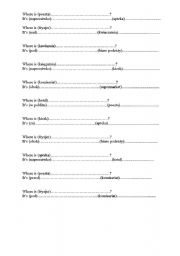 English worksheet: prepositions of place