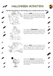 English Worksheet: HALLOWEEN MONSTERS Part 1