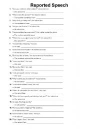 English Worksheet: reported speech 