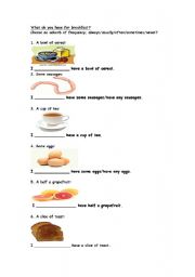 English worksheet: What do you have for breakfast?