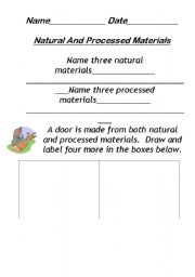English worksheet: Natural and Processed Materials