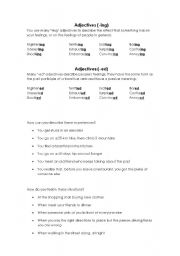 English worksheet: Adjectives ending