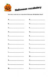 English worksheet: Halloween vocabulary