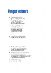 English Worksheet: tongue twisters