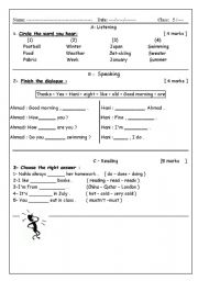 English Worksheet: diagnostic test