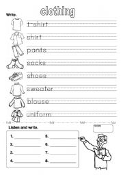 English Worksheet: clothes