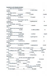 English worksheet: places in a city-directions