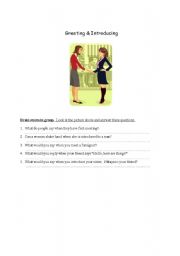 English Worksheet: greeting and introducing