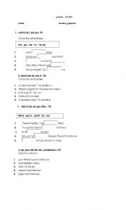 English worksheet: verb to be