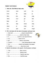 English Worksheet: PRESENT CONTINUOUS