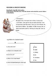 English worksheet: READING & UNDERSTANDING