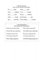 English worksheet: VERB TOBE