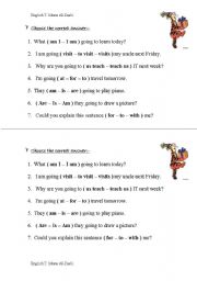 English worksheet: Worksheet about going to 