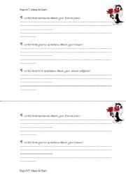 English worksheet: write sentence , yes/no questions and Wh about your future plan