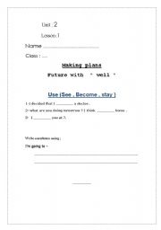 English worksheet: Future tense