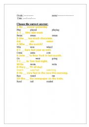 English worksheet: past simple tense