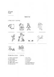 English worksheet: test paper