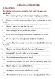English Worksheet: Sentences transformation - Participle