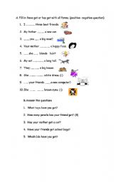 English worksheet: have got- has got