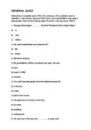 English worksheet: general quizz for all