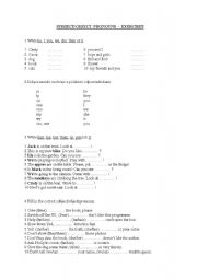 English worksheet: subject/object pronouns