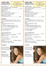 English Worksheet: Song: Midnight Bottle, by Colbie Caillat