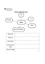 English worksheet: phrasal verbs with carry