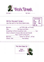 English worksheet: work sheet