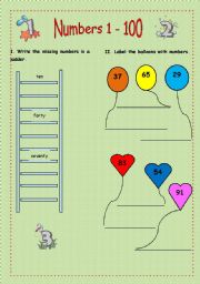 English worksheet: Numbers (1-100)