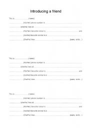 English Worksheet: Introducing a friend