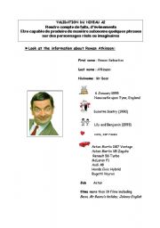 worksheet about Mr Bean useful for the A2 level in English