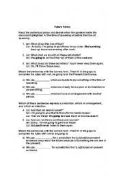 English worksheet: Future Forms