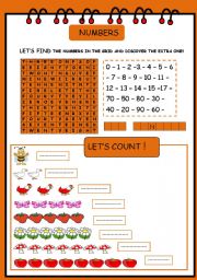 English Worksheet: Numbers  (3/3 )the two other ws were sent yesterday.sorry the third part comes late because I had to modify it to be the right seize and can be downloaded.