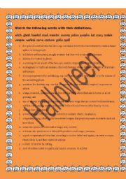 English Worksheet: halloween vocabulary. MATCHING EXERCISE