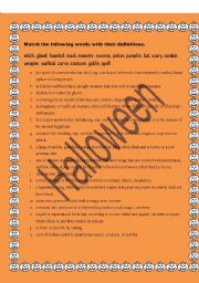 English worksheet: halloween vocabulary. MATCHING EXERCISE