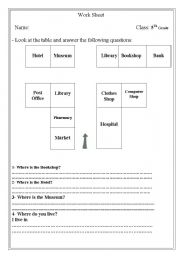 English worksheet: directions