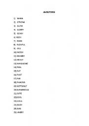 English worksheet: adjectives