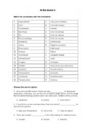 English Worksheet: At the doctors