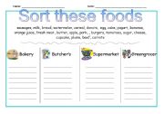 English Worksheet: Sort these foods