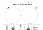 English worksheet: Hot and cold picture sort